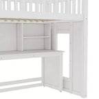 Lit mezzanine jumeau Bellemave avec bureau mobile, escalier de rangement et étagère, aucun sommier tapissier requis