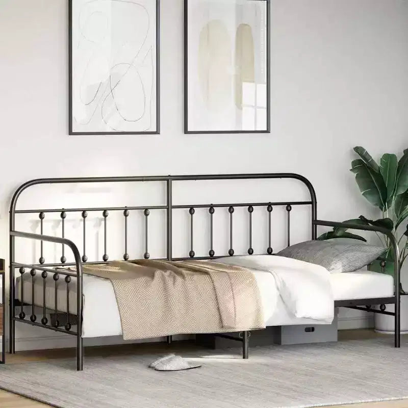 vidaXL Cadre de lit de repos avec tête de lit - Noir 100 x 200 cm sans lit gigogne
