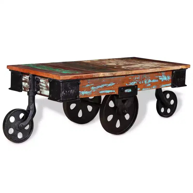 vidaXL Table basse Nuances de bois variées Bois de récupération, fer