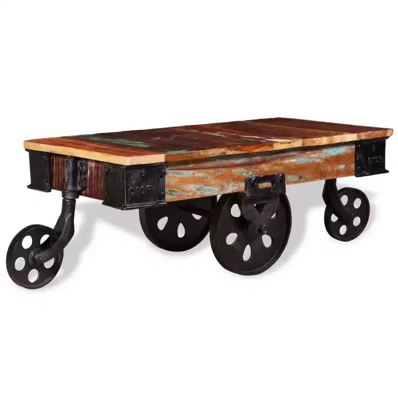 vidaXL Table basse Nuances de bois variées Bois de récupération, fer