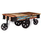 vidaXL Table basse Nuances de bois variées Bois de récupération, fer
