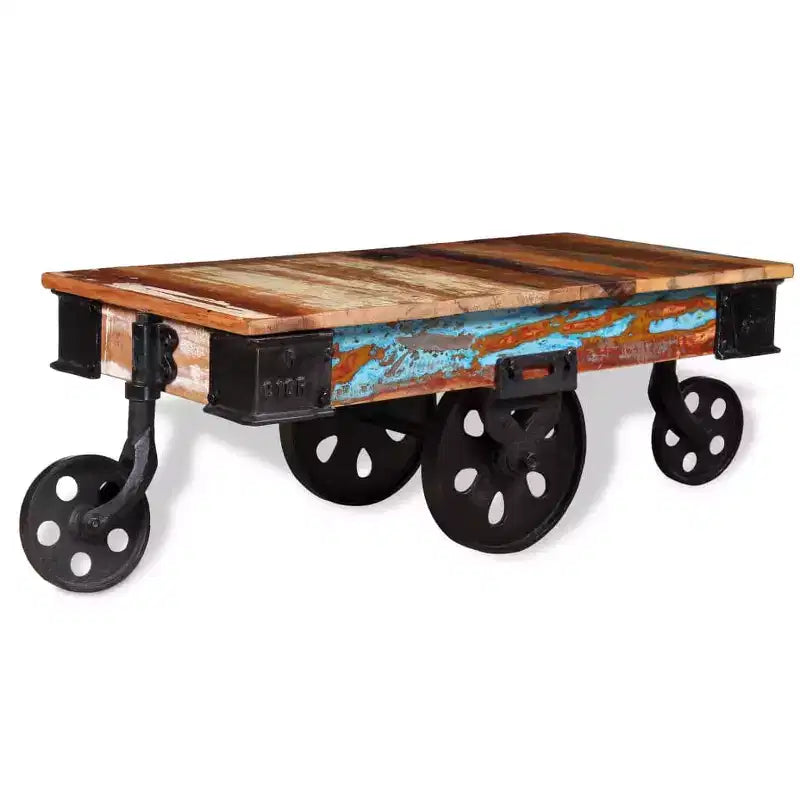 vidaXL Table basse Nuances de bois variées Bois de récupération, fer