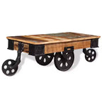vidaXL Table basse Nuances de bois variées Bois de récupération, fer