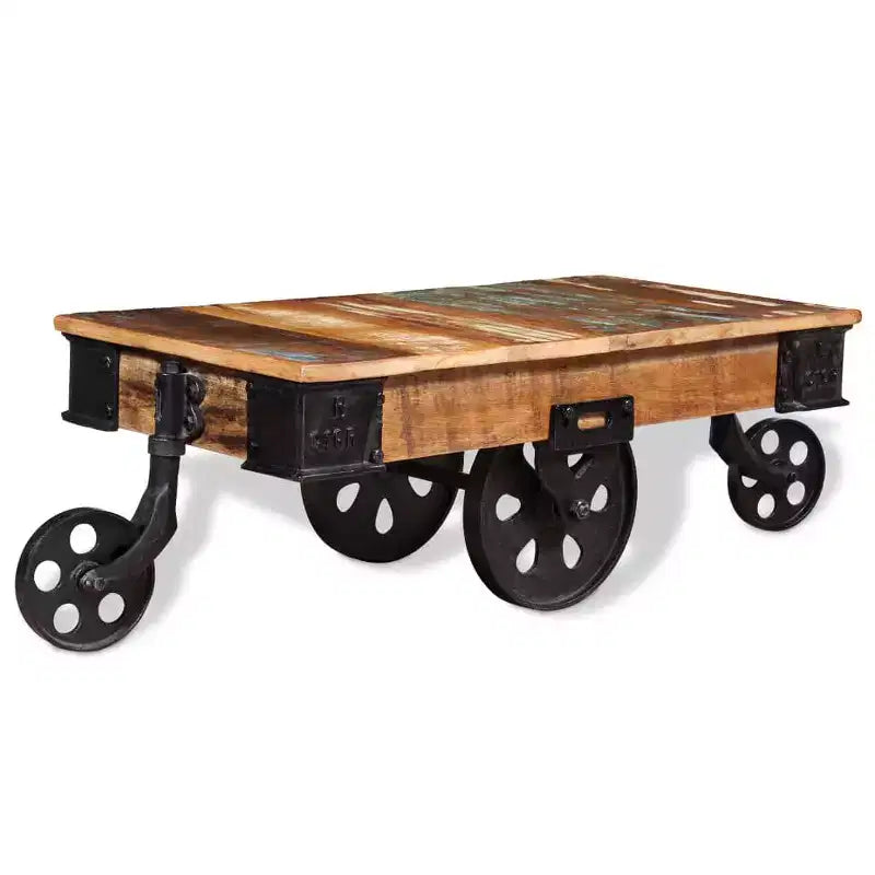 vidaXL Table basse Nuances de bois variées Bois de récupération, fer