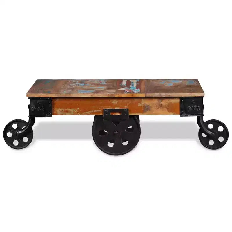 vidaXL Table basse Nuances de bois variées Bois de récupération, fer