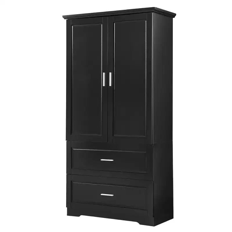 Meuble de salle de bain haut CASAINC avec deux portes et tiroirs, étagère réglable, panneau MDF