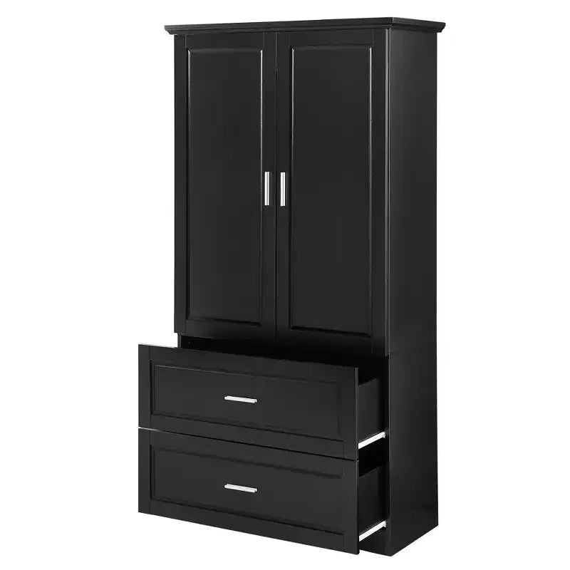 Meuble de salle de bain haut CASAINC avec deux portes et tiroirs, étagère réglable, panneau MDF