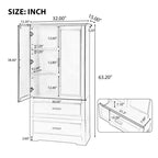 Meuble de salle de bain haut CASAINC avec deux portes et tiroirs, étagère réglable, panneau MDF