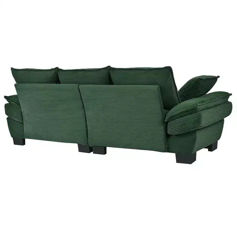 Canapé moderne incurvé de 85,4 pouces, canapé rembourré avec dossier et 2 coussins décoratifs, canapé en velours côtelé pour salon, chambre, appartement