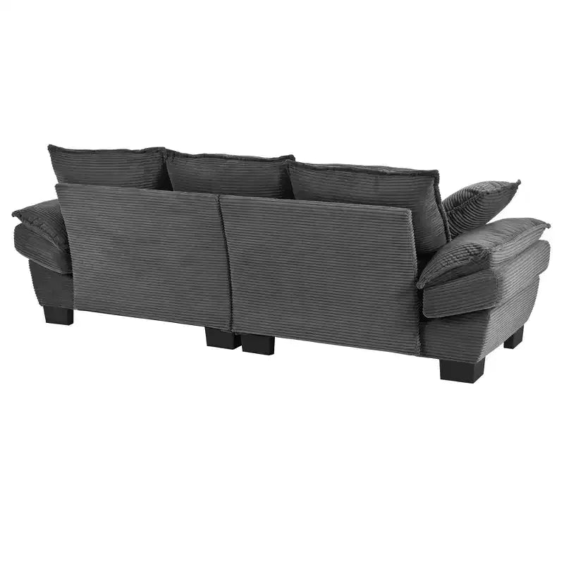 Canapé moderne incurvé de 85,4 pouces, canapé rembourré avec dossier et 2 coussins décoratifs, canapé en velours côtelé pour salon, chambre, appartement
