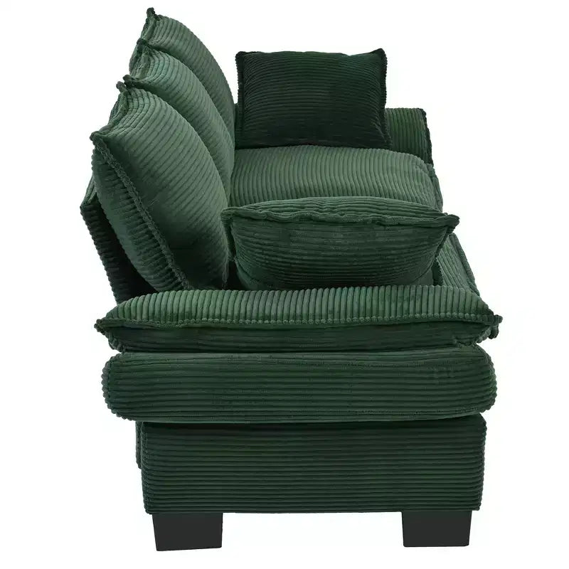 Canapé moderne incurvé de 85,4 pouces, canapé rembourré avec dossier et 2 coussins décoratifs, canapé en velours côtelé pour salon, chambre, appartement