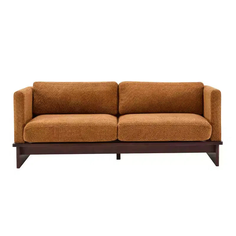 Canapé moderne 77 avec accoudoirs carrés et base en bois massif, causeuse en velours côtelé pour petit salon, chambre ou appartement - Panipeachy