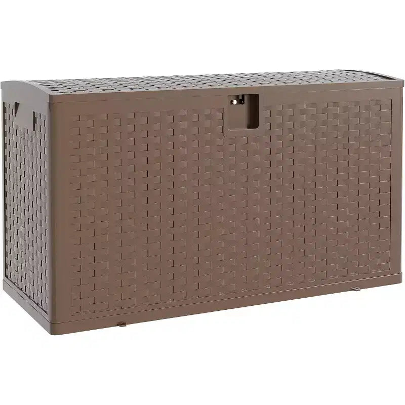 99GAL Rattan Pattern Plastic Storage Bin Brown | Garage, Warehouse, Patio, Oversized Items