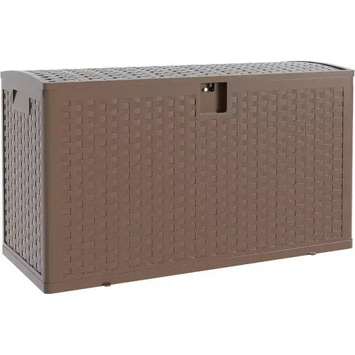 99GAL Rattan Pattern Plastic Storage Bin Brown | Garage, Warehouse, Patio, Oversized Items