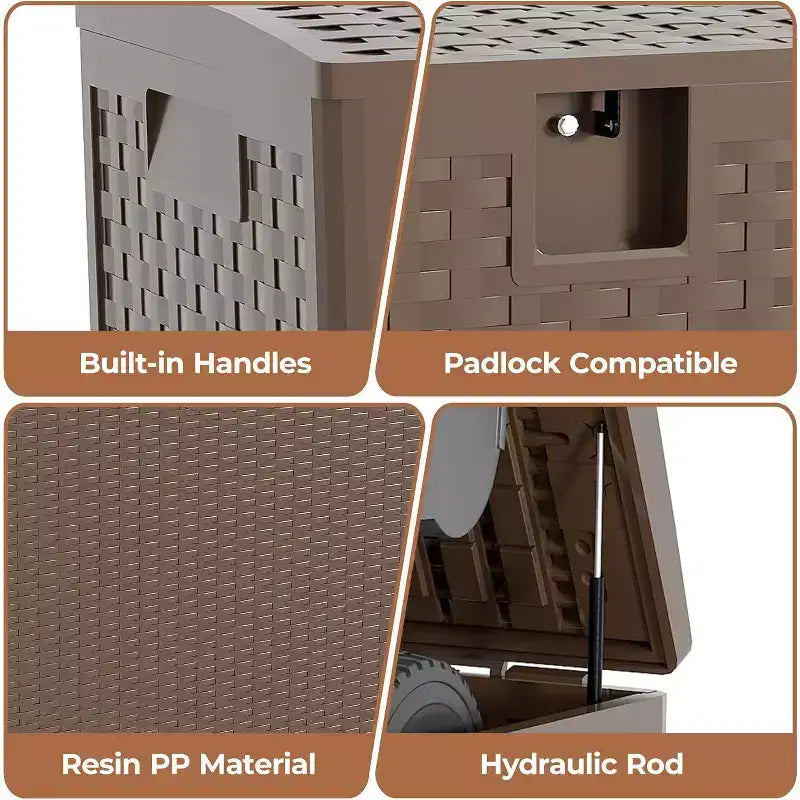 Bac de rangement en plastique motif rotin 99 gallons Marron | Garage, Entrepôt, Patio, Articles surdimensionnés