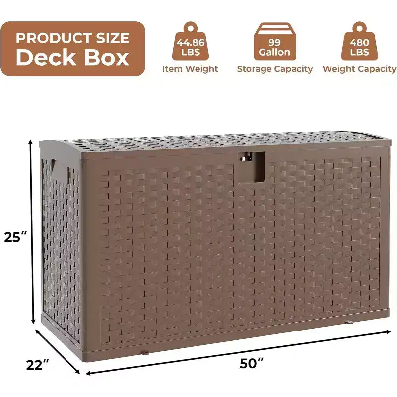 Bac de rangement en plastique motif rotin 99 gallons Marron | Garage, Entrepôt, Patio, Articles surdimensionnés