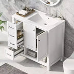 36 Bathroom Vanity Sink Combo with Storage , Wood Bathroom Floor Cabinet with Drawers and Doors