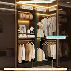 Organisateurs de Dressing Besiost avec 7 étagères, système de rangement de dressing d'angle autoportant avec espace de rangement et 4 tringles