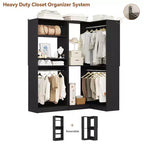 Organisateurs de Dressing Besiost avec 7 étagères, système de rangement de dressing d'angle autoportant avec espace de rangement et 4 tringles