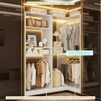 Organisateurs de Dressing Besiost avec 7 étagères, système de rangement de dressing d'angle autoportant avec espace de rangement et 4 tringles