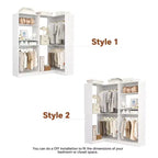 Organisateurs de Dressing Besiost avec 7 étagères, système de rangement de dressing d'angle autoportant avec espace de rangement et 4 tringles