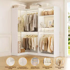 Organisateurs de Dressing Besiost avec 7 étagères, système de rangement de dressing d'angle autoportant avec espace de rangement et 4 tringles