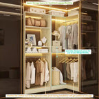 Organisateurs de Dressing Besiost avec 7 étagères, système de rangement de dressing d'angle autoportant avec espace de rangement et 4 tringles