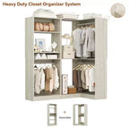 Organisateurs de Dressing Besiost avec 7 étagères, système de rangement de dressing d'angle autoportant avec espace de rangement et 4 tringles