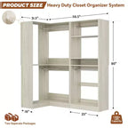 Organisateurs de Dressing Besiost avec 7 étagères, système de rangement de dressing d'angle autoportant avec espace de rangement et 4 tringles