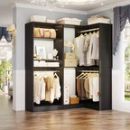 Organisateurs de Dressing Besiost avec 7 étagères, système de rangement de dressing d'angle autoportant avec espace de rangement et 4 tringles