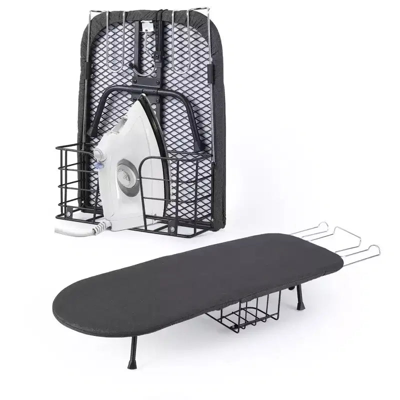 Table à repasser de table, Petite table à repasser pliable portable avec repose-fer, panier de rangement, housse et rembourrage résistants à la chaleur, compacte pour petits espaces