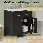 Meuble-lavabo de salle de bain 60 po avec lavabos doubles, ensemble de meuble-lavabo avec portes et tiroir à fermeture amortie