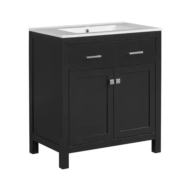 Meuble-lavabo de salle de bain 60 po avec lavabos doubles, ensemble de meuble-lavabo avec portes et tiroir à fermeture amortie