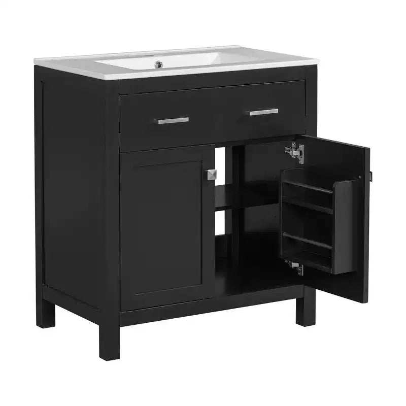 Meuble-lavabo de salle de bain 60 po avec lavabos doubles, ensemble de meuble-lavabo avec portes et tiroir à fermeture amortie