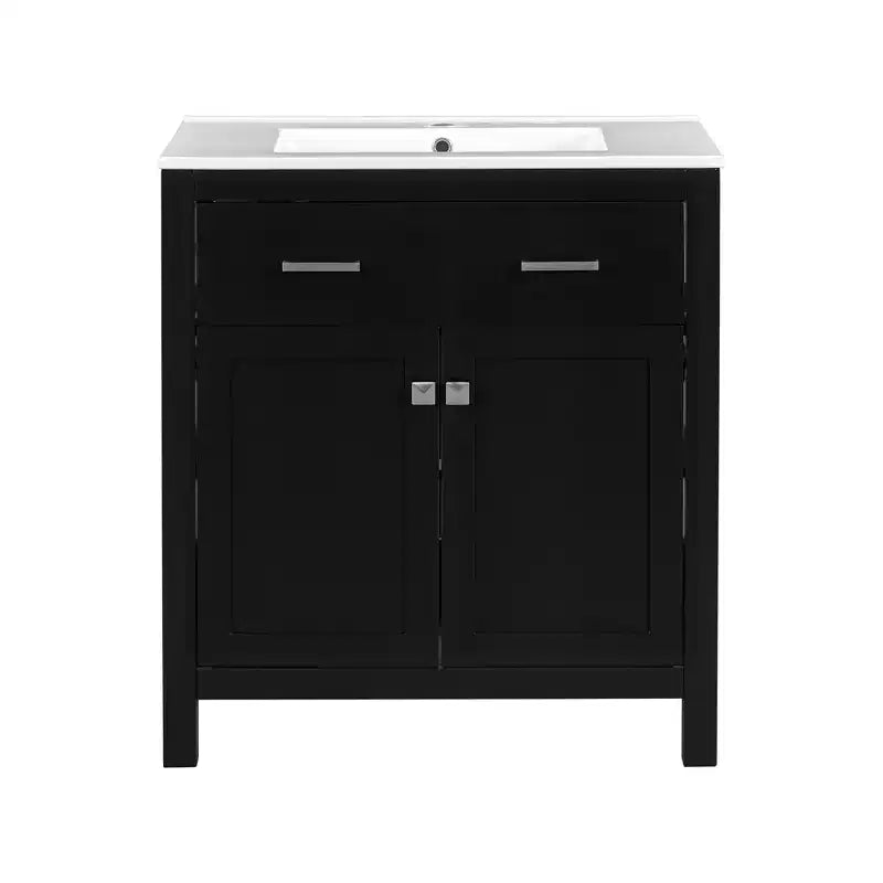 Meuble-lavabo de salle de bain 60 po avec lavabos doubles, ensemble de meuble-lavabo avec portes et tiroir à fermeture amortie
