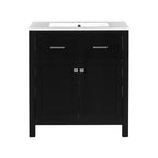 Meuble-lavabo de salle de bain 60 po avec lavabos doubles, ensemble de meuble-lavabo avec portes et tiroir à fermeture amortie