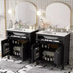 Meuble-lavabo de salle de bain 60 po avec lavabos doubles, ensemble de meuble-lavabo avec portes et tiroir à fermeture amortie