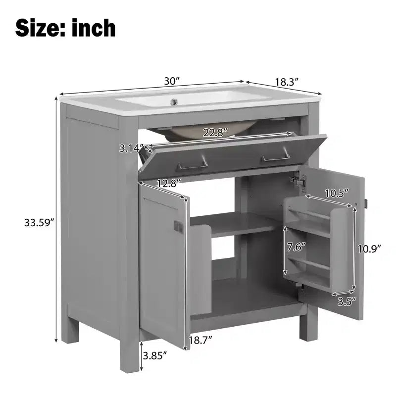 Meuble-lavabo de salle de bain 60 po avec lavabos doubles, ensemble de meuble-lavabo avec portes et tiroir à fermeture amortie