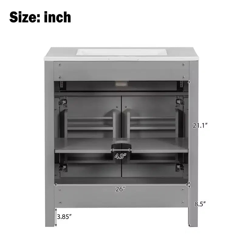 Meuble-lavabo de salle de bain 60 po avec lavabos doubles, ensemble de meuble-lavabo avec portes et tiroir à fermeture amortie