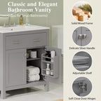 Meuble-lavabo de salle de bain 60 po avec lavabos doubles, ensemble de meuble-lavabo avec portes et tiroir à fermeture amortie