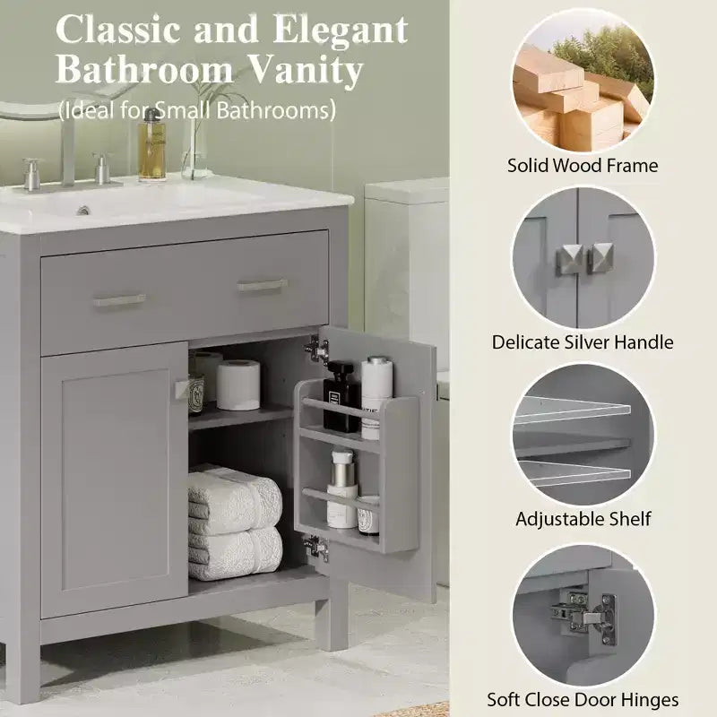 Meuble-lavabo de salle de bain 60 po avec lavabos doubles, ensemble de meuble-lavabo avec portes et tiroir à fermeture amortie