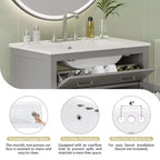 Meuble-lavabo de salle de bain 60 po avec lavabos doubles, ensemble de meuble-lavabo avec portes et tiroir à fermeture amortie