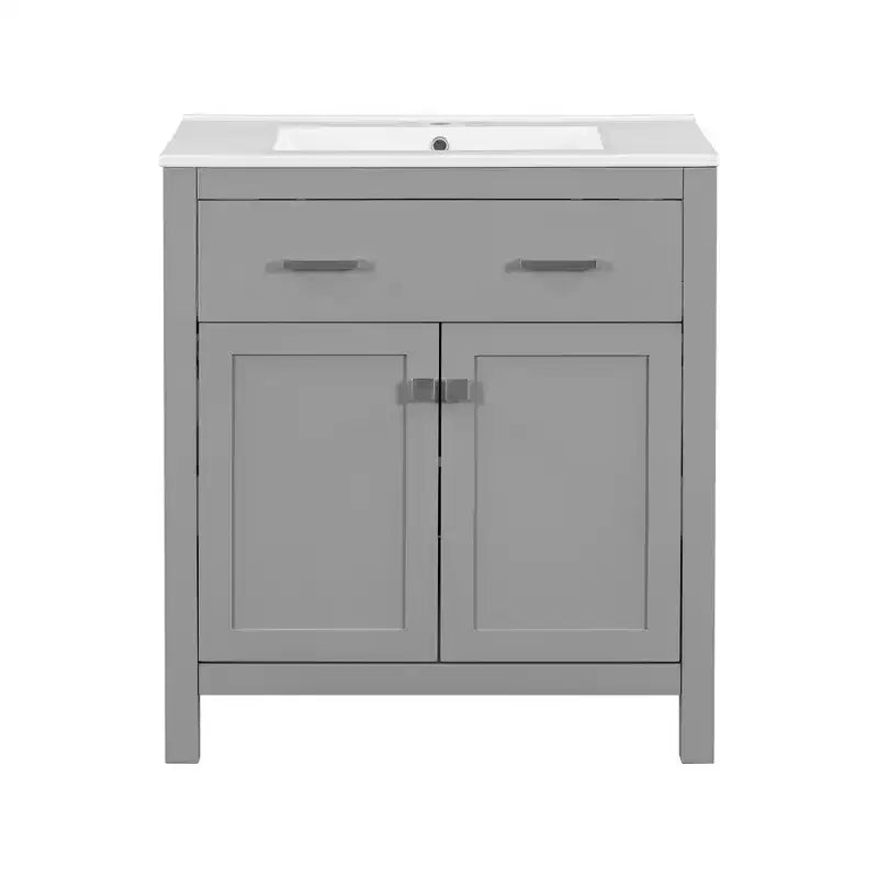 Meuble-lavabo de salle de bain 60 po avec lavabos doubles, ensemble de meuble-lavabo avec portes et tiroir à fermeture amortie