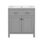 Meuble-lavabo de salle de bain 60 po avec lavabos doubles, ensemble de meuble-lavabo avec portes et tiroir à fermeture amortie