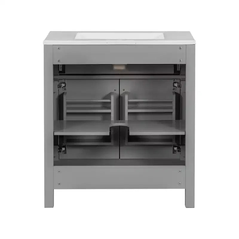Meuble-lavabo de salle de bain 60 po avec lavabos doubles, ensemble de meuble-lavabo avec portes et tiroir à fermeture amortie