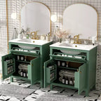 Meuble-lavabo de salle de bain 60 po avec lavabos doubles, ensemble de meuble-lavabo avec portes et tiroir à fermeture amortie
