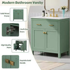 Meuble-lavabo de salle de bain 60 po avec lavabos doubles, ensemble de meuble-lavabo avec portes et tiroir à fermeture amortie