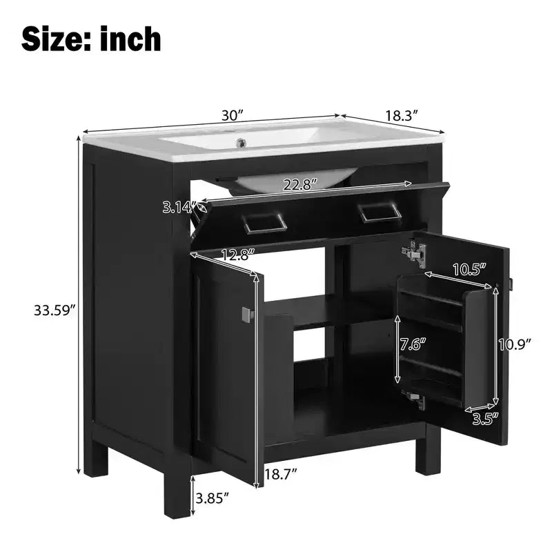 Meuble-lavabo de salle de bain 60 po avec lavabos doubles, ensemble de meuble-lavabo avec portes et tiroir à fermeture amortie