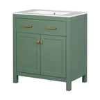 Meuble-lavabo de salle de bain 60 po avec lavabos doubles, ensemble de meuble-lavabo avec portes et tiroir à fermeture amortie
