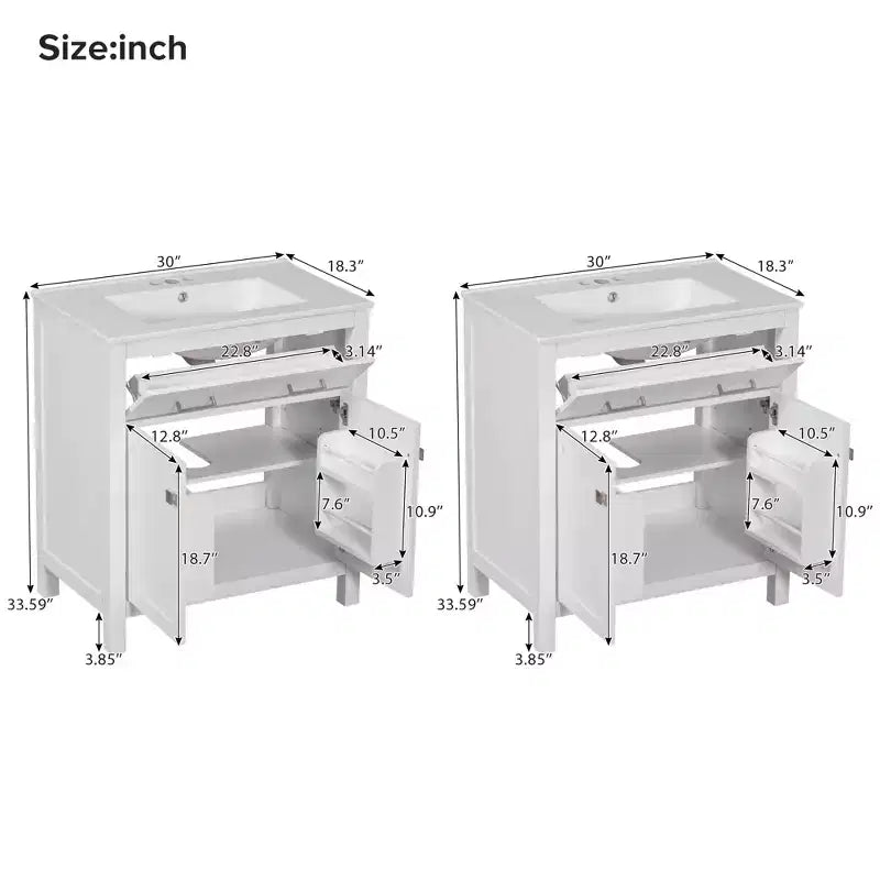 Meuble-lavabo de salle de bain 60 po avec lavabos doubles, ensemble de meuble-lavabo avec portes et tiroir à fermeture amortie